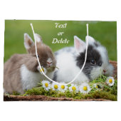 Persoonlijke Cute Baby Bunny Rabbits met Flowers Groot Cadeauzakje (Achterkant)