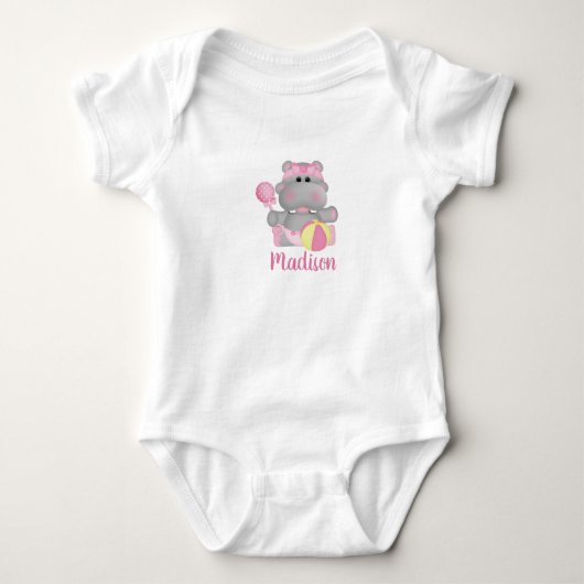 Persoonlijke Cute Baby Hippo Romper (Voorkant)