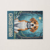 Persoonlijke Cute Beagle-hond in bos Legpuzzel (Horizontaal)
