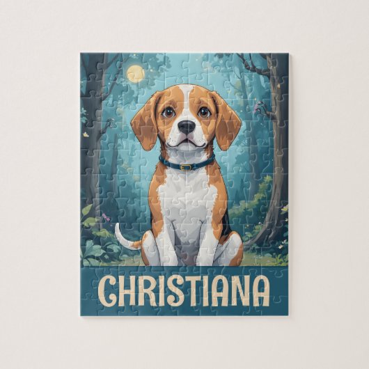 Persoonlijke Cute Beagle-hond in bos Legpuzzel (Verticaal)