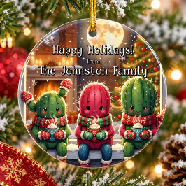 Persoonlijke Cute Cactus Familie Kerst Ornament