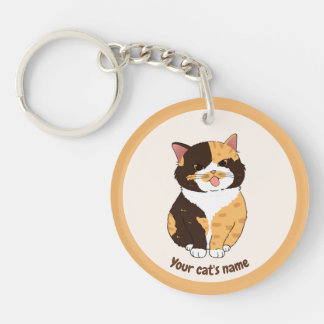Persoonlijke Cute Calio Kat Liefhebber Sleutelhang Sleutelhanger