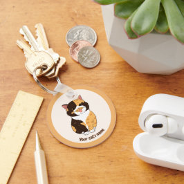 Persoonlijke Cute Calio Kat Liefhebber Sleutelhang Sleutelhanger