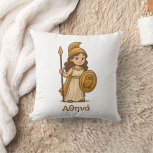 Persoonlijke Cute Cartoon Athena Griekse Godin Kussen