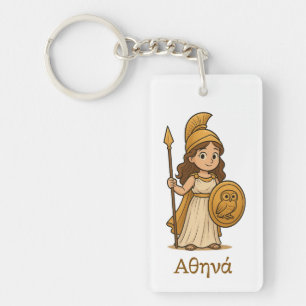 Persoonlijke Cute Cartoon Athena Griekse Godin Sleutelhanger