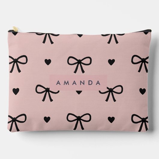 Persoonlijke Cute Chic Roze Strik & Hart Patroon Etui (Voorkant)