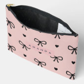 Persoonlijke Cute Chic Roze Strik & Hart Patroon Etui (Open)