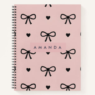 Persoonlijke Cute Chic Roze Strik & Hart Patroon Notitieboek
