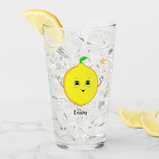 Persoonlijke Cute Citroen & Ster Glas (Voorkant ijs)