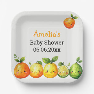 Persoonlijke Cute Citrusvrucht Baby Shower Papieren Bordje