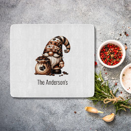 Persoonlijke Cute Coffee Gnome Bruin Witte Cadeau Snijplank