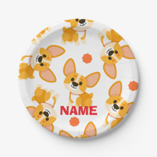 Persoonlijke Cute Corgi Verjaardag Papieren Bordje