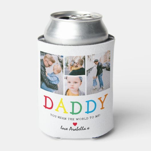 Persoonlijke Cute 'Dad' Foto Collage Keepomwille Blikjeskoeler (Blikje Voorkant)