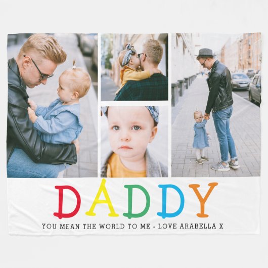 Persoonlijke Cute 'Dad' Foto Collage Keepomwille Fleece Deken (Voorkant (Horizontaal))