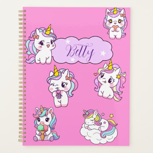 Persoonlijke Cute Eenhoorn  Planner (Voorkant)