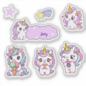 Persoonlijke Cute Eenhoorn Sticker (Voorkant)