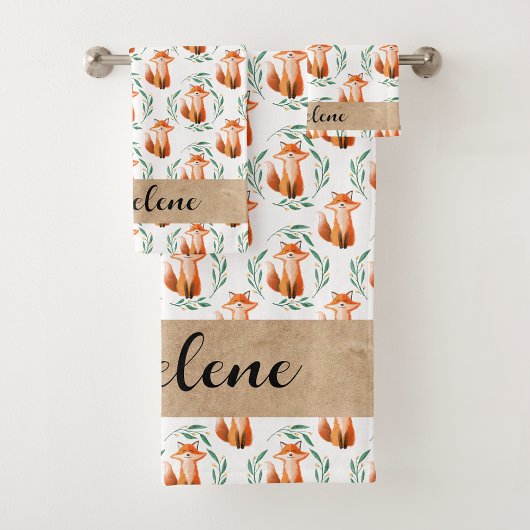 Persoonlijke Cute Fox bosbadkamer Bad Handdoek