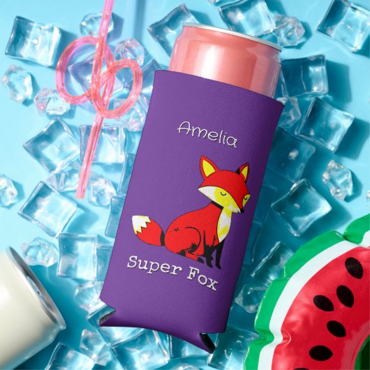 Persoonlijke Cute Fox Seltzer Blikjeskoeler (Insitu Zomer)