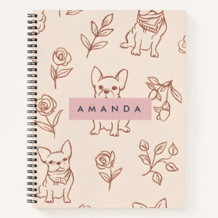 Persoonlijke Cute Franse Bulldog Bloemmotief Notitieboek