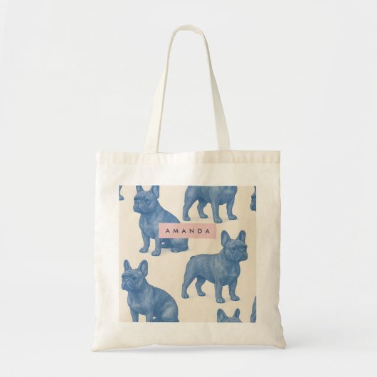 Persoonlijke Cute Franse Bulldog Tote Bag (Voorkant)