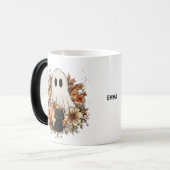 Persoonlijke Cute Geest en Zwarte Kat Herfst Mok (Voorkant links)