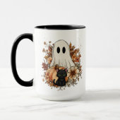 Persoonlijke Cute Geest en Zwarte Kat Herfst Mok (Links)