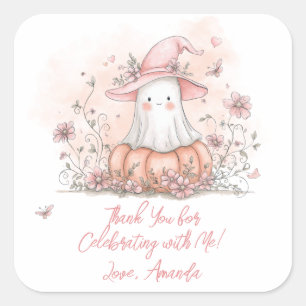 Persoonlijke Cute Geest Verjaardag Bedankt Vierkante Sticker