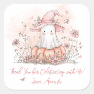 Persoonlijke Cute Geest Verjaardag Bedankt Vierkante Sticker