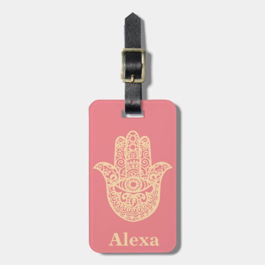 Persoonlijke Cute geluks hamsa hand Bagagelabel (Voorkant verticaal)