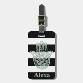 Persoonlijke Cute geluks hamsa hand strepen Bagagelabel