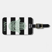 Persoonlijke Cute geluks hamsa hand strepen Bagagelabel (Voorkant horizontaal)