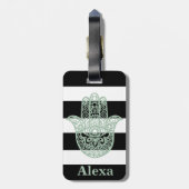 Persoonlijke Cute geluks hamsa hand strepen Bagagelabel (Achterkant verticaal)