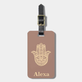 Persoonlijke Cute geluks Hamsa hand terracotta Gou Bagagelabel
