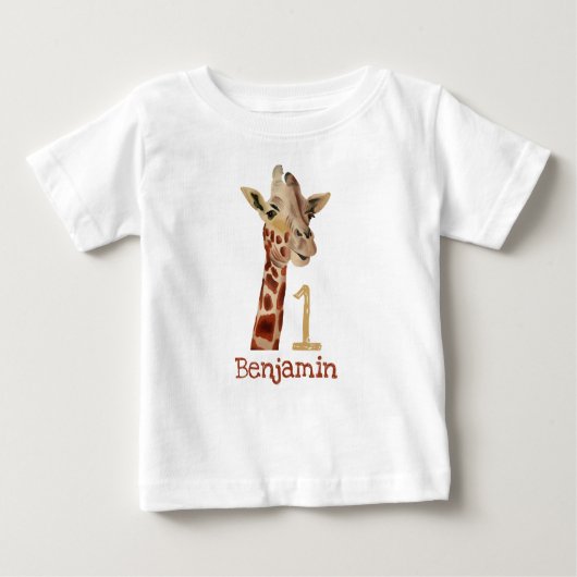Persoonlijke Cute Giraffe Eerste Verjaardag Naam (Voorkant)