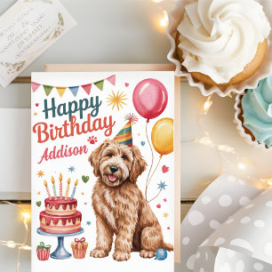 Persoonlijke Cute Goldendoodle Verjaardag Kaart