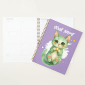 Persoonlijke Cute Groene Kitty Kat Planner (Display)