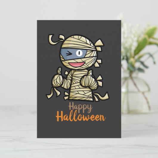Persoonlijke Cute Happy Mummy Uitnodiging (Staand voorkant)