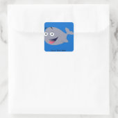Persoonlijke Cute Happy Whale op Blauwe Stickers (Tas)