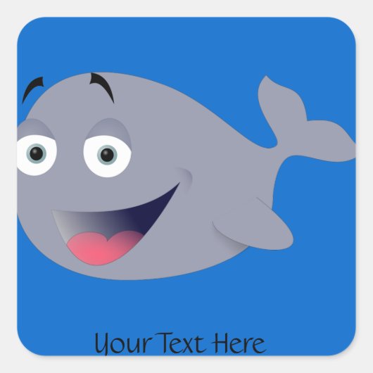 Persoonlijke Cute Happy Whale op Blauwe Stickers (Voorkant)