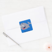 Persoonlijke Cute Happy Whale op Blauwe Stickers (Envelop)