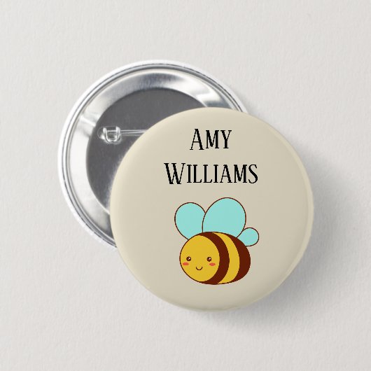 Persoonlijke cute hommel ronde button 5,7 cm (Voorkant /achterkant)
