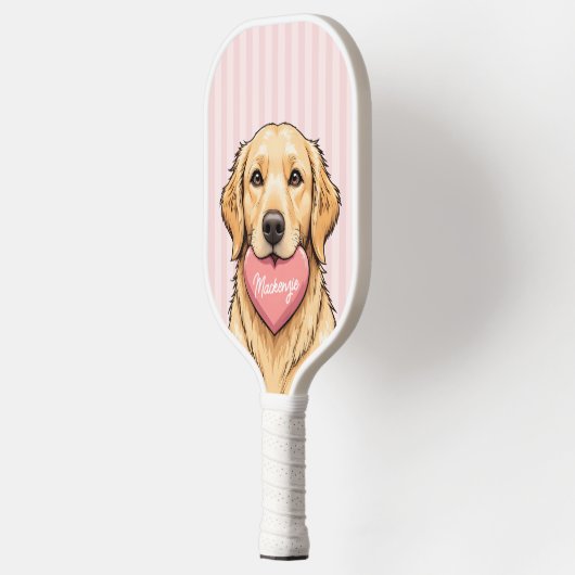 Persoonlijke Cute Hond met Roze Hart Pickleball Paddle (Links)