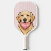 Persoonlijke Cute Hond met Roze Hart Pickleball Paddle (Achterkant)