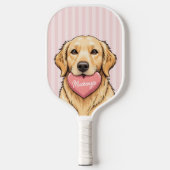 Persoonlijke Cute Hond met Roze Hart Pickleball Paddle (Voorkant)