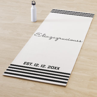 Persoonlijke Cute Initiële Naam Wit Zwart Modern  Yogamat