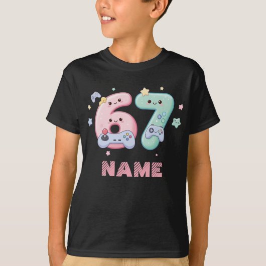 Persoonlijke Cute Kawaii Gamer 67 Game Controller T-shirt (Voorkant)
