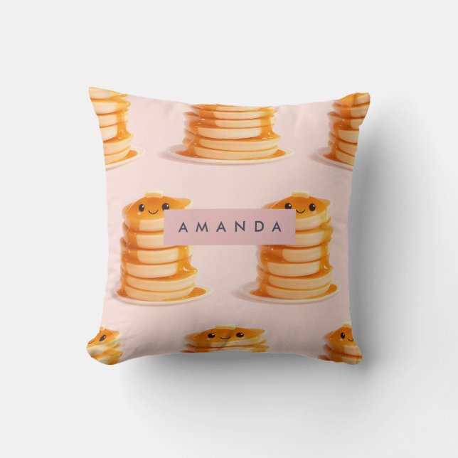 Persoonlijke Cute Kawaii Pannenkoekenstapel met St Kussen (Voorkant)