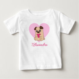 Persoonlijke Cute Kawaii Roze Hart Pug Naam