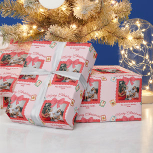 Persoonlijke Cute Kerst Foto Collage Cadeaupapier