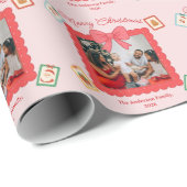 Persoonlijke Cute Kerst Foto Collage  Cadeaupapier (Rol Hoek)